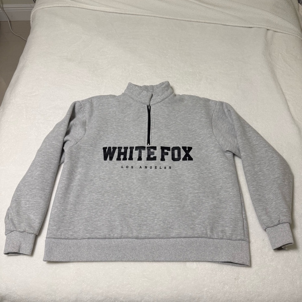 2021 White Fox High Standard Zip Front Sweater Grey Marle